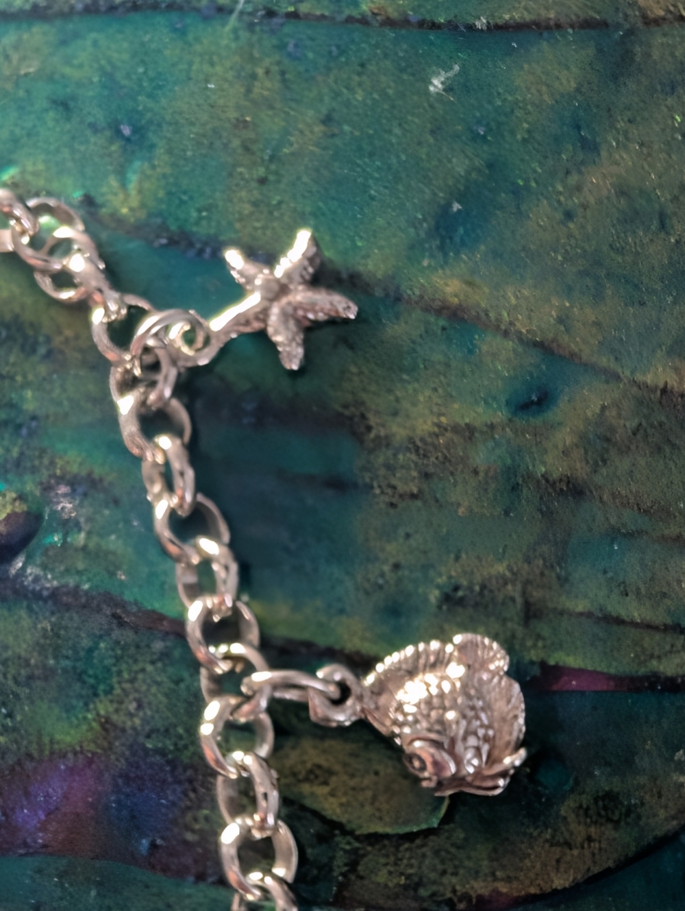 8" 925 Solid Sterling Silver Mini Sea Creature Ocean Charm Bracelet - Picture 4 of 10